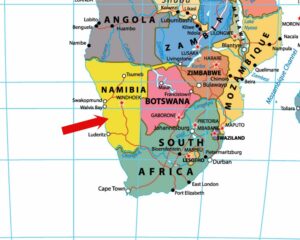 Map showing the location of Namibia