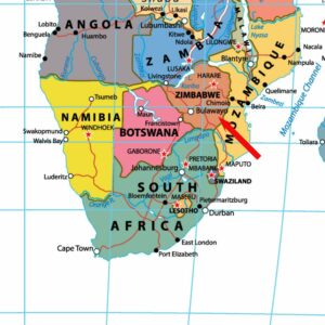 Map showing the location of Zimbabwe